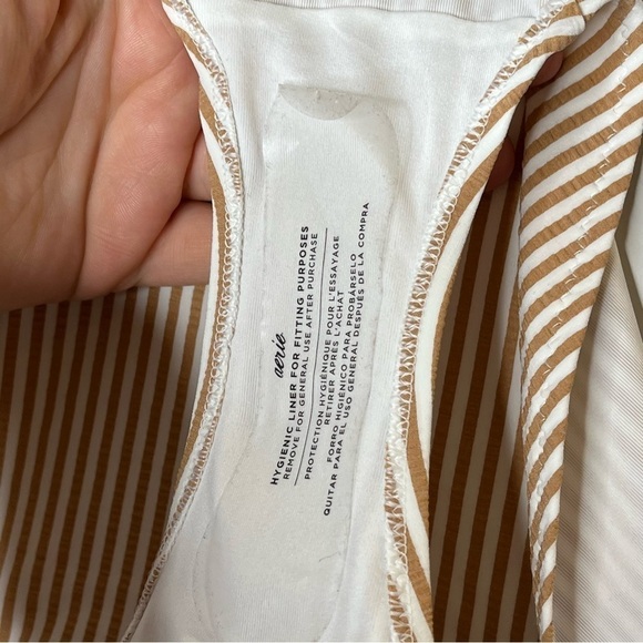 AERIE NWOT Bikini Botton Side Ruffle Striped Swimsuit - Picture 7 of 7
